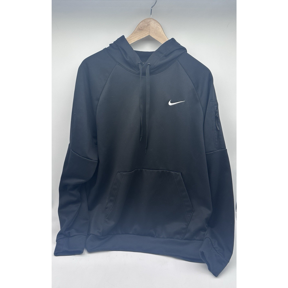 Nike Therma Fit Hoodie Mens Large Black Fleece Pullover
